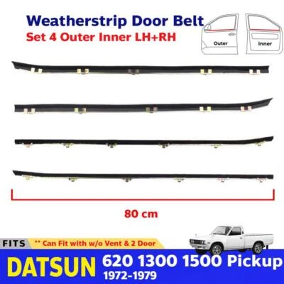 For Datsun 620 Pickup 1972-79 Front Weatherstrip Door Belt NO Vent Set 4 EBGO - Image 1 of 4