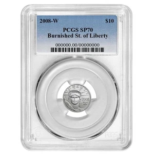 2008-W Burnished $10 American Platinum Eagle 1/10 oz PCGS MS70 Blue Label - Picture 1 of 3