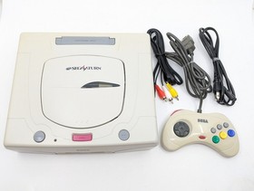 Sega Saturn White Console HST-3220 NTSC-J Japan Tested w/ Controller & Cables
