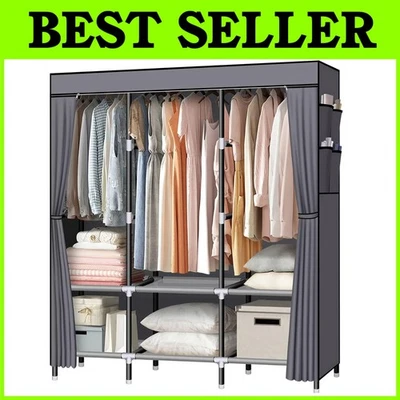 61英寸便携式衣柜带挂杆和架子 — 第 1/4 张图片