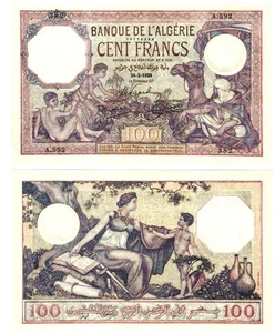 u Reproduktion Schein Algerien 100 Francs 1928 Pick #81 0547R - Bild 1 von 1
