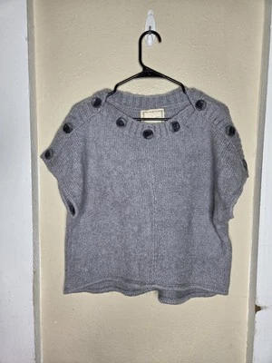 Kenji Wool Mohair Womens Size Medium Brown Crop Short Sleeve Sweater Gray - Image 1 of 4