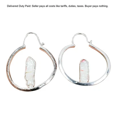 Pendientes colgantes enchapados en plata electroformados cobre piedras preciosas perlas Biwa joyería Foto 1 de 4