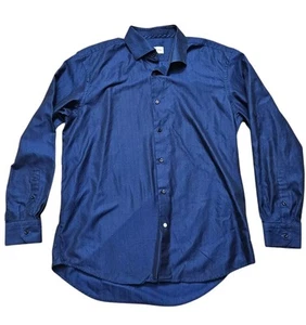 Robert Graham Shirt Men Size 44 Blue Cotton 17.5 Button Long Sleeve Collar - Picture 1 of 6