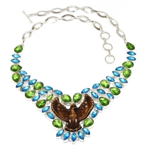 Peridot Quartz Swiss Blue Quartz Jewelry Necklace 16-18'' - Picture 1 of 7