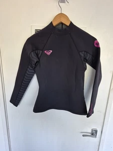 Roxy Womens Surf Rash Vest Size 10 Black Long-sleeved Preowned - Picture 1 of 6