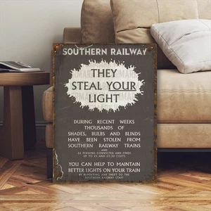 Letrero estilo vintage de estación de tren del sur, roba tus luces - Imagen 1 de 3