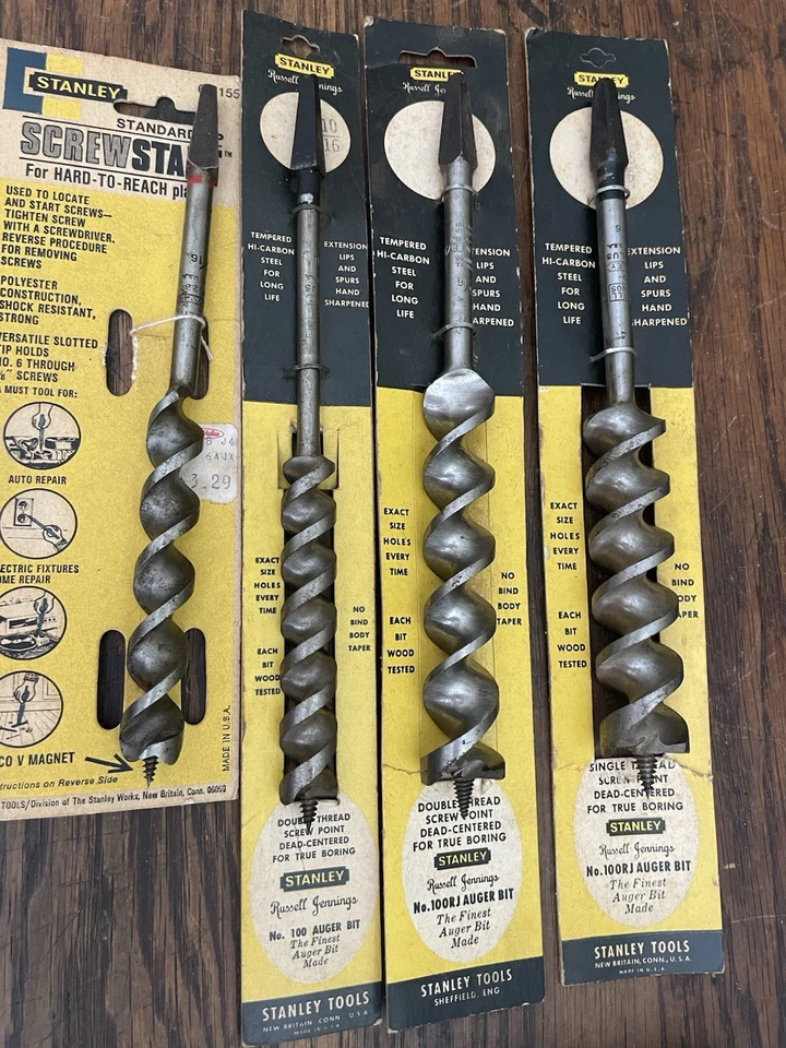 Nuevas brocas de barrena estándar Stanley Russel Jennings vintage de 4 piezas coleccionar EE. UU. Foto 1 de 4