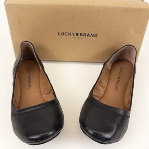 Lucky Brand LK-EMMIE Mujer Negro Cuero Cabretta Ballet Pisos Talla 8.5 W Nuevo en Caja - Imagen 1 de 10