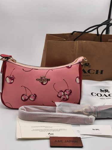 Outlet COACH CR290 Borsa a tracolla rosa stampa ciliegia Teri 2 vie tela pelle jp