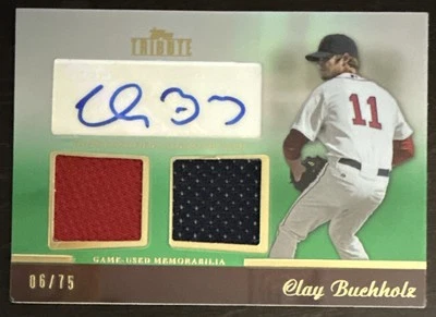 Clay BUCHHOLZ🔥2011 Topps Tribute Doble Jersey Reliquia AUTO #TADR-CB 6/75 Red Sox💥 Foto 1 de 2