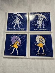 Four Vintage Morton Salt Ceramic Trivets Coasters 1914 1921 1956 1968 - Picture 1 of 7