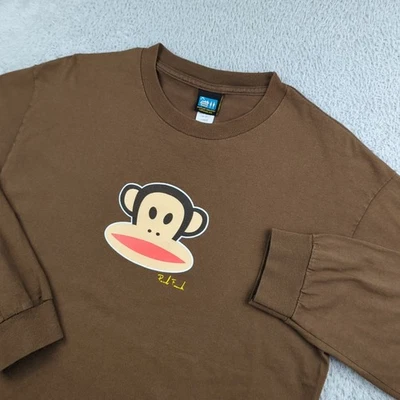 Camiseta De Colección Paul Frank Para Hombre L Marrón Manga Larga Centro Mono Logo Lisa Foto 1 de 4