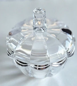 Vintage Anchor Hocking Clear Glass Pumpkin Jar with Lid Candy Dish - Picture 1 of 4