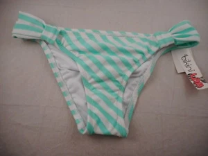 NWT Bikini Lab Green & Metallic Striped tab side bikini Bottom Sz Sm Sparkles - Picture 1 of 3