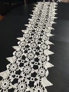 Tapete de ganchillo crochet blanco 165 x 38 cms hecho a mano - Imagen 1 de 5