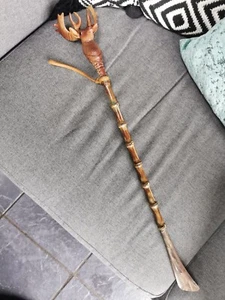 Vintage 1960s 2ft Shoe Horn, Plastic Bamboo Style , Deer With Antlers Head - Picture 1 of 8