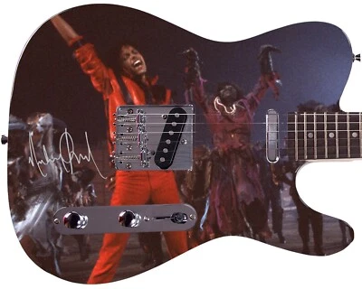 Michael Jackson Thriller Facsimile Autographed Signed Graphics Photo Guitar - Image 1 of 3