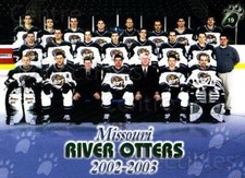 2002-03 Missouri River Otters #19 Team Photo, Mascot, Cheerleader