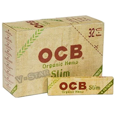 OCB ORGANIC HEMP ROLLING KING SIZE SLIM PAPERS + FILTERS 5/10/20/25/32 BOOKLETS  - Image 1 of 4
