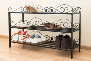 Zapatero Metal Negro Mi-3 Estante 92CM Mueble para Calzado Depósito de Zapatos - Imagen 1 de 12