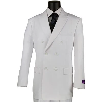 BIG & TALL Men's White Double Breasted 6 Button Classic Fit Suit NWT - Image 1 of 4