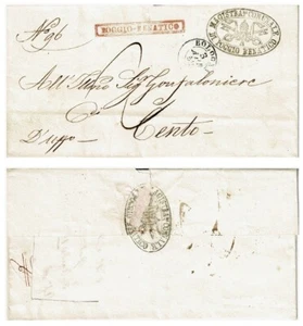 Bolli delle Romagne - Prefilatelica da POGGIO RENATICO a CENTO 1852 - Foto 1 di 6