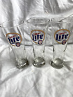 Set of 3 Miller Lite 8.4 Inch Pilsner Beer Glasses