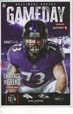 MARSHALL YANDA BALTIMORE RAVENS 12/4/22  PROGRAM & RAVENS RING OF HONOR PIN SGA - Image 1 of 2