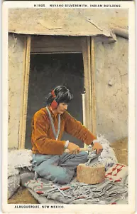 Albuquerque, NM Navaho Silversmith Native American Indian Navajo 1920s Postcard - Picture 1 of 2