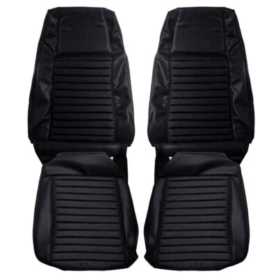 1970 FORD MUSTANG MACH 1 FASTBACK ESTOFAMENTO DE ASSENTO LISTRADO PRETO COMPLETO DIANTEIRO E TRASEIRO - Imagem 1 de 2