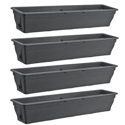4x Blumenkasten 100cm Balkonkasten Wasserspeicher Pflanzkasten Balkonkästen grau - Bild 1 von 4