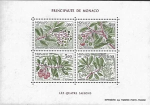MONACO - 1986 MNH "Four Seasons Of BERRIES" Souvenir Sheet !!! - Picture 1 of 1