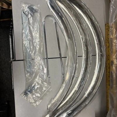 Juego de guardabarros cromados de buje hueco triciclo estándar cola de pato acampanado Lowrider de colección 24" Foto 1 de 4