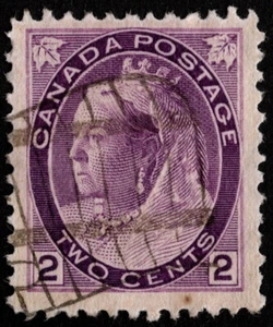 Canada - 1899 - 2 Cents Purple Queen Victoria (Type I) Issue # 76 w/ Flag Cancel - Picture 1 of 1