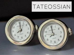 TATEOSSIAN Authentic Cufflinks Men Accessories Watch Shape Silver x White Color - Picture 1 of 7