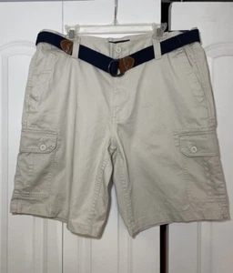 Men's US Polo Assn Beige Cargo Shorts W/ Blue Belt - Size W38 Inseam11” - NEW - Picture 1 of 14