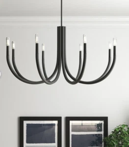 Restoration Modern Rosseau Round Black Hardware STYLE Candle Chandelier 38" - Picture 1 of 3