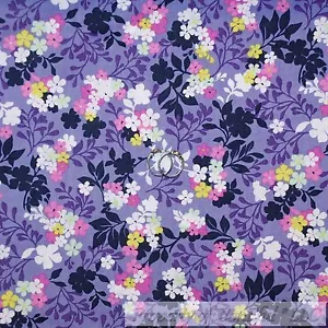 BonEful Fabric Cotton Quilt Purple White Yellow Pink Flower Summer Spring SCRAP - Picture 1 of 11