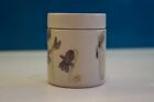 A  Small Cylinder Lidded Trinket Pot By Joy & Jan Pitcher, Hand Painted flowers