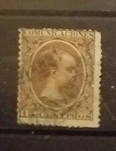 SELLO ALFONSO XIII - Año 1889 . COMUNICACIONES .15 CENTIMOS - Usado. - Imagen 1 de 1