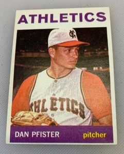 1964 Topps # 302 Dan Pfister Baseball Card Kansas City Athletics KC A’s