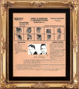 Reproduktion von John Dillinger Wanted Poster mit Fingerabdrücken auf altem Papier *304 - Bild 1 von 1