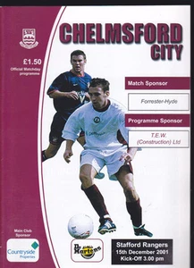 Chelmsford City V 2001/02 Stafford Rangers 15-12-2001 Dr. Martens League - Imagen 1 de 1