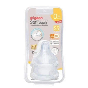 X2 Pigeon Teats bottle soft touch nipples feeding baby ventilation size SS Wide - Picture 1 of 2