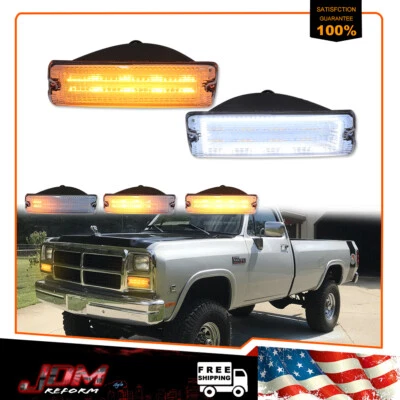 For 91-93 Dodge D150 D250 W150 W250 Clear Switchback LED DRL Turn Signal Lights - Image 1 of 4