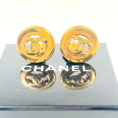 Pendientes CHANEL CC Logo COCOC Tono Dorado Firmado Vintage Redondo Accesorios JAPÓN Foto 1 de 4