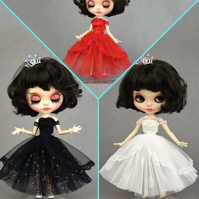 Off Shoulder Lace Princess Dress Party Gown For Blythe Doll Outfits Clothes 1/6 • 5.13$