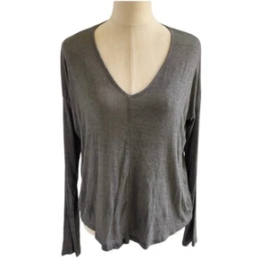 GRADE & GATHER Long Sleeve V-Neck Top Size Small Gray Lightweight Knit NWT - Picture 1 of 9
