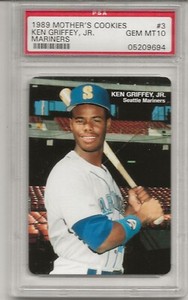 1989 MOTHERS COOKIES #3 KEN GRIFFEY JR. ROOKIE, PSA 10 GEM MINT, RARE L@@K !